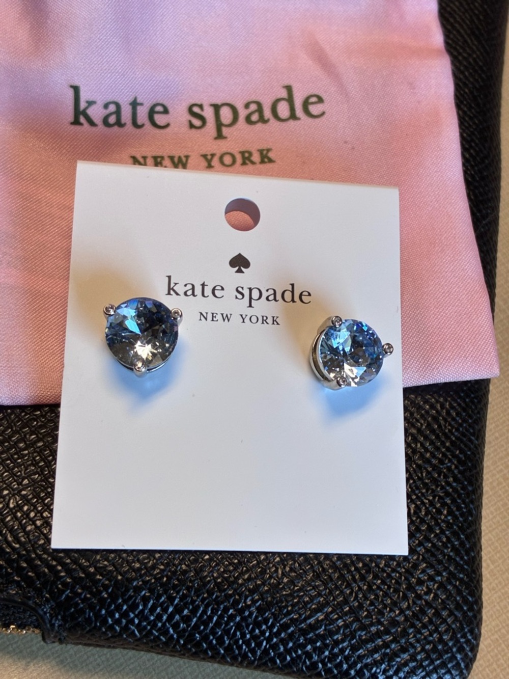 Kate Spade New York Brilliant Statements stud earrings, in a light blue shade. - Picture 2 of 4